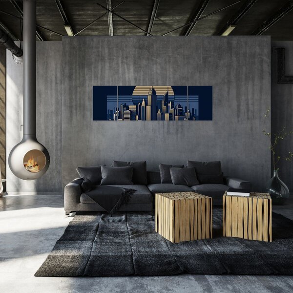 Obraz – Geometryczne miasto (170x50 cm)