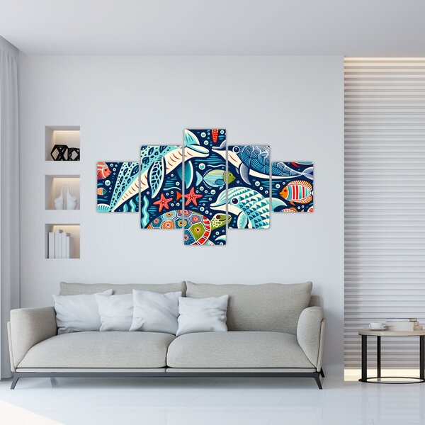 Obraz – Rysowane zwierzęta wodne (125x70 cm)