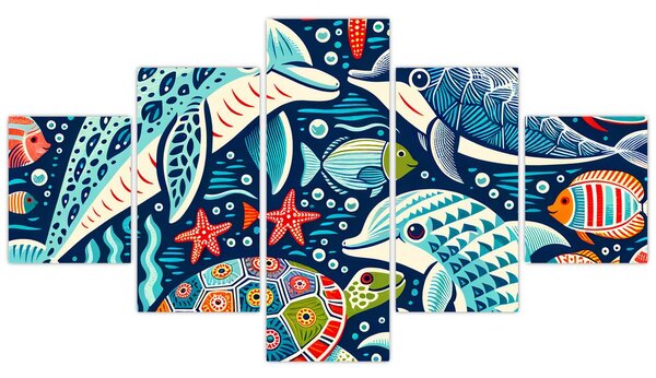 Obraz – Rysowane zwierzęta wodne (125x70 cm)