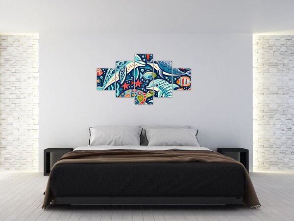 Obraz – Rysowane zwierzęta wodne (125x70 cm)