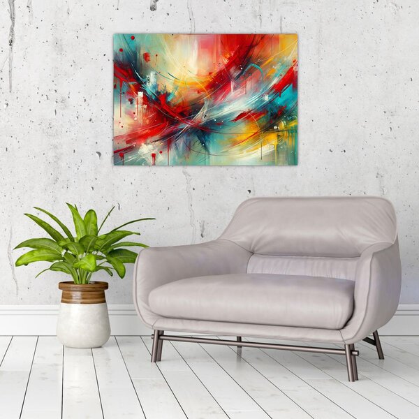 Obraz – Abstrakcja z czerwienią (70x50 cm)