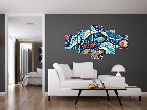 Obraz – Rysowane zwierzęta wodne (125x70 cm)