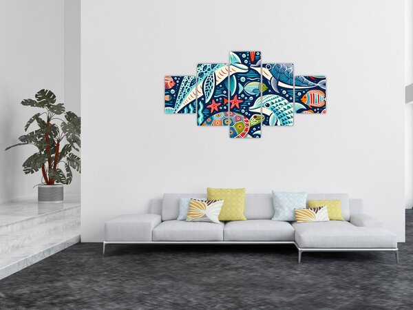 Obraz – Rysowane zwierzęta wodne (125x70 cm)