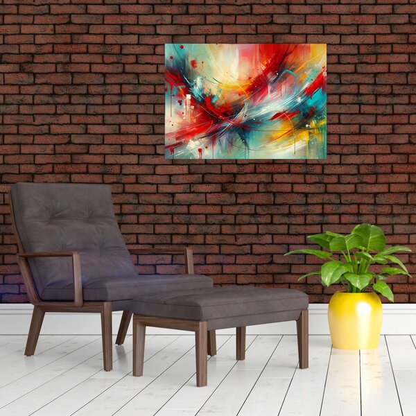 Obraz – Abstrakcja z czerwienią (70x50 cm)