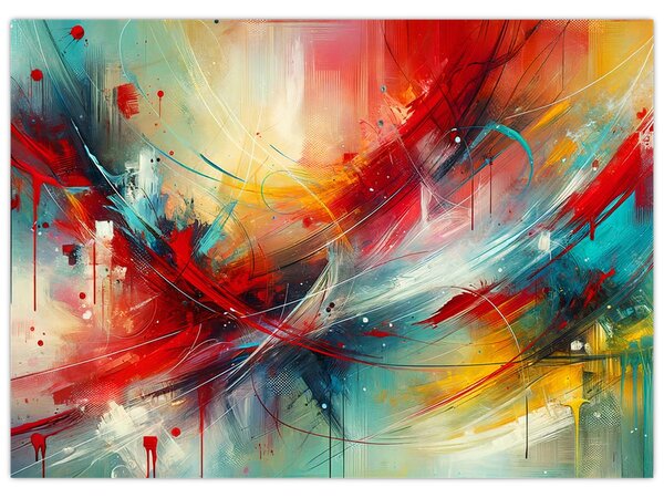 Obraz – Abstrakcja z czerwienią (70x50 cm)