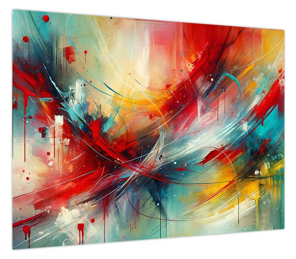 Obraz – Abstrakcja z czerwienią (70x50 cm)