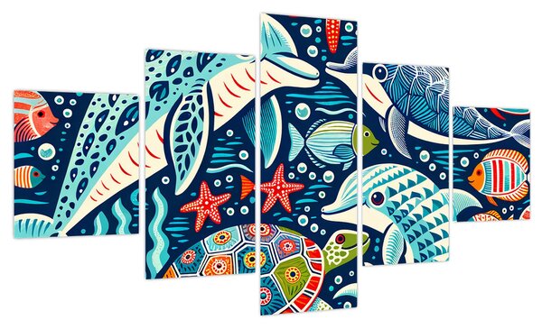 Obraz – Rysowane zwierzęta wodne (125x70 cm)