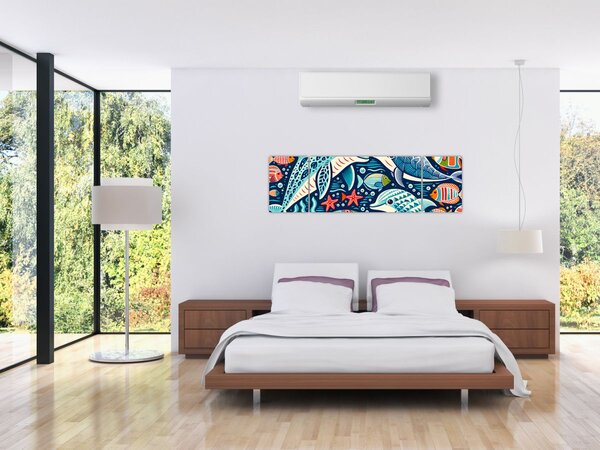 Obraz – Rysowane zwierzęta wodne (170x50 cm)
