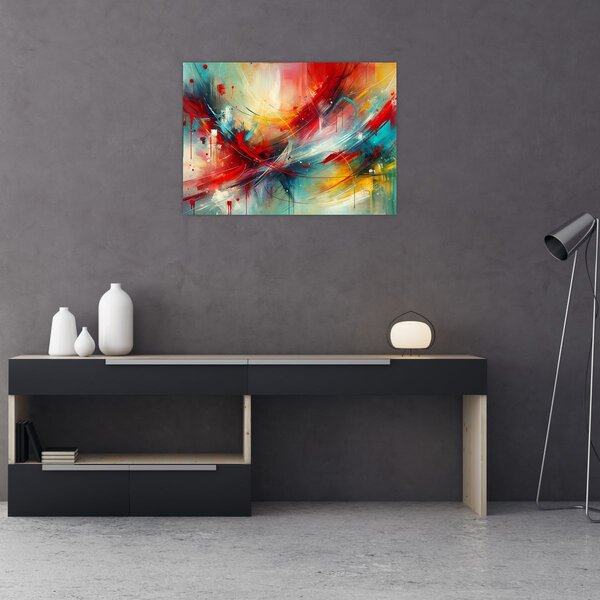 Obraz – Abstrakcja z czerwienią (70x50 cm)