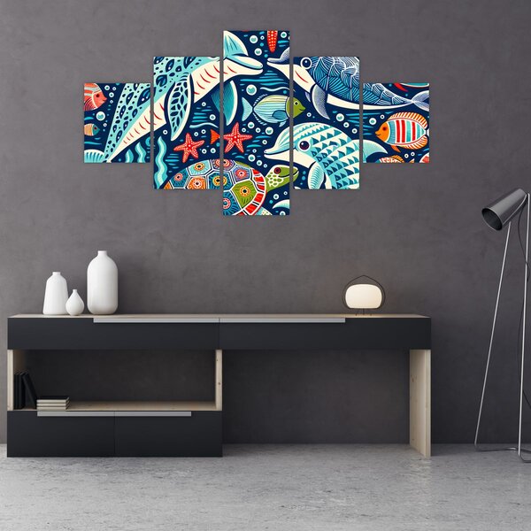 Obraz – Rysowane zwierzęta wodne (125x70 cm)
