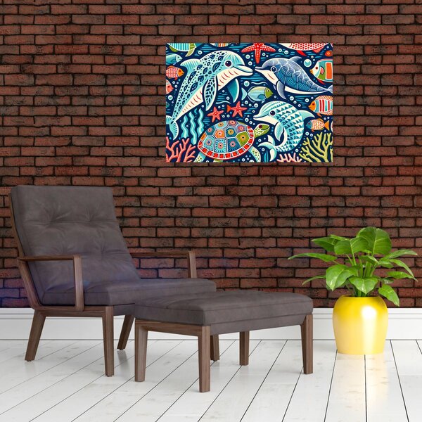 Obraz – Rysowane zwierzęta wodne (70x50 cm)