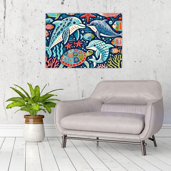 Obraz – Rysowane zwierzęta wodne (70x50 cm)