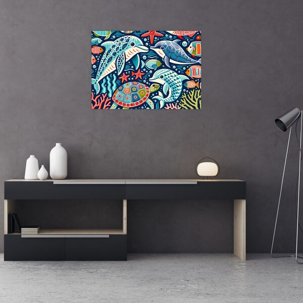 Obraz – Rysowane zwierzęta wodne (70x50 cm)