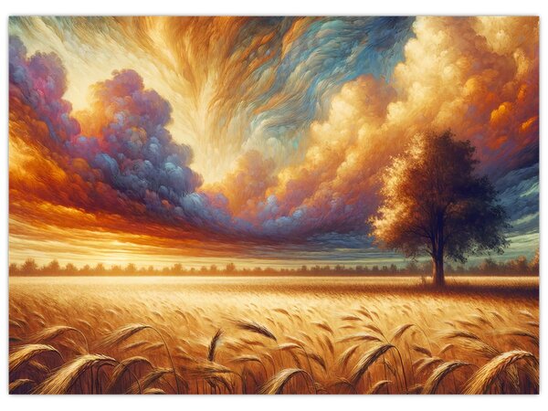 Obraz – Drzewo na polu (70x50 cm)