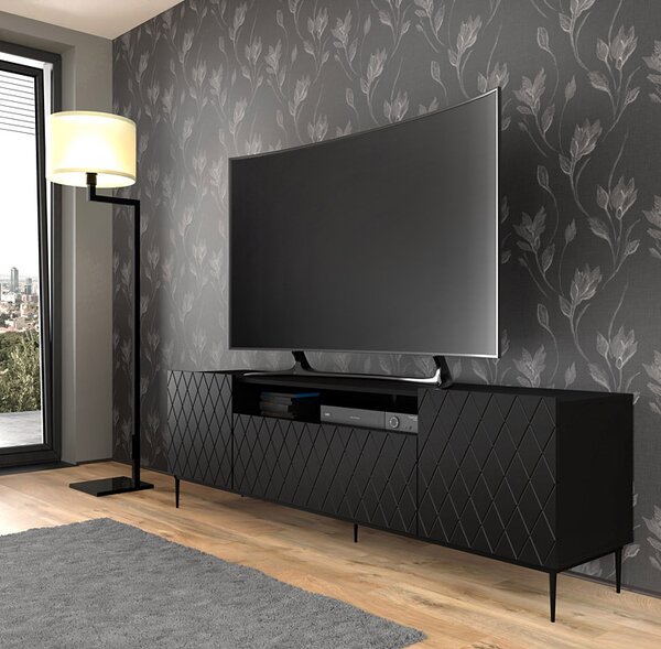 Szafka rtv czarny mat + czarna rama B7-H60