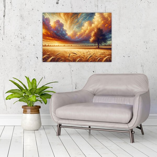Obraz – Drzewo na polu (70x50 cm)