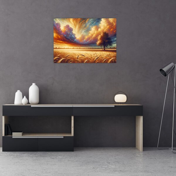 Obraz – Drzewo na polu (70x50 cm)