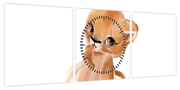 Obraz - Zwierzątko akwarelowe N⁰6 (z zegarem) (90x30 cm)