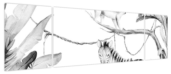 Obraz - Akwarelowa dżungla (170x50 cm)