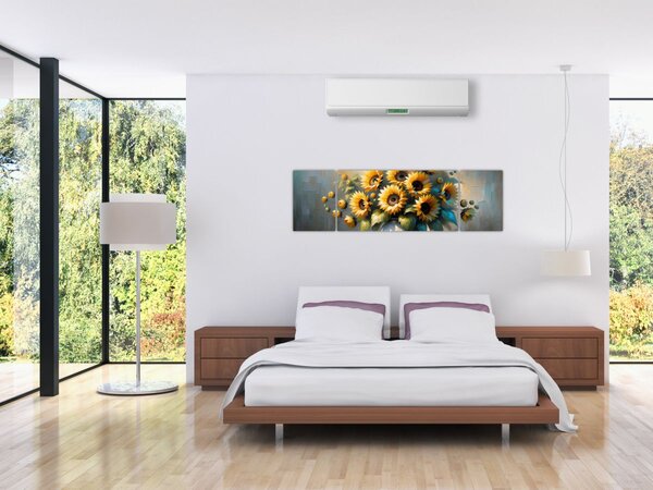 Obraz – Wazon ze słonecznikami (170x50 cm)