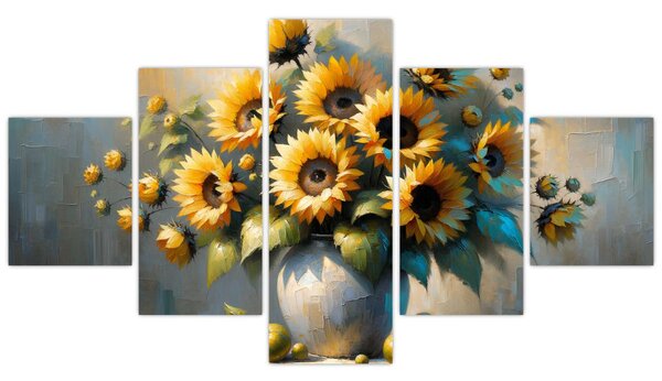Obraz – Wazon ze słonecznikami (125x70 cm)