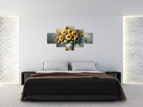 Obraz – Wazon ze słonecznikami (125x70 cm)