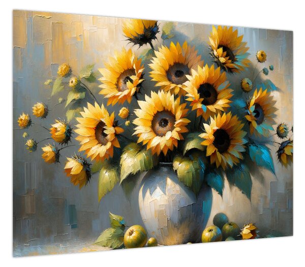 Obraz – Wazon ze słonecznikami (70x50 cm)
