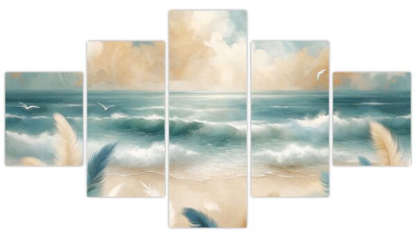 Obraz – Malowana plaża w delikatnych kolorach (125x70 cm)
