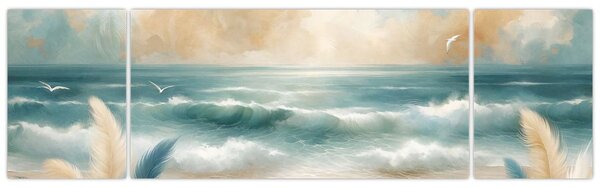 Obraz – Malowana plaża w delikatnych kolorach (170x50 cm)