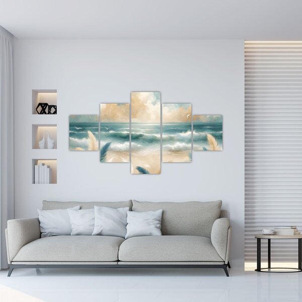 Obraz – Malowana plaża w delikatnych kolorach (125x70 cm)
