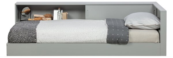Szare łóżko jednoosobowe z drewna sosnowego WOOOD Connect, 90x200 cm