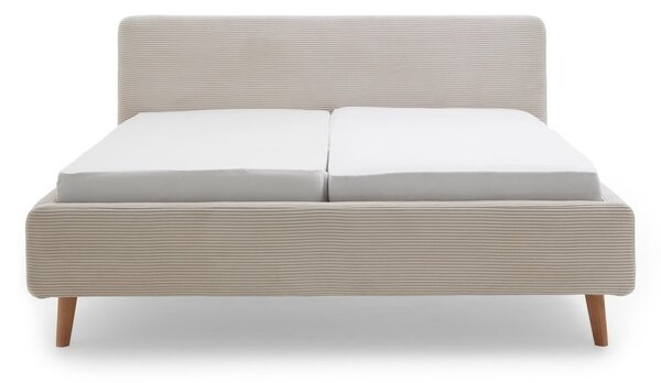 Beżowe tapicerowane łóżko dwuosobowe bez stelaża 160x200 cm Mattis Cord – Meise Möbel