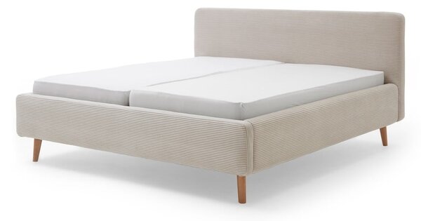 Beżowe tapicerowane łóżko dwuosobowe bez stelaża 160x200 cm Mattis Cord – Meise Möbel