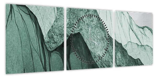 Obraz - Emerald Mountains N⁰2 (z zegarem) (90x30 cm)