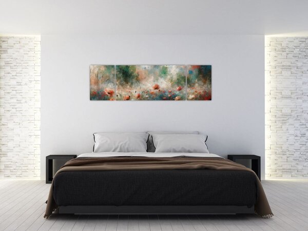 Obraz – Abstrakcja pola z makami (170x50 cm)