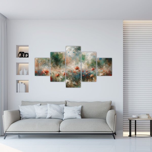 Obraz – Abstrakcja pola z makami (125x70 cm)