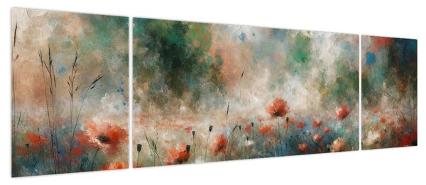 Obraz – Abstrakcja pola z makami (170x50 cm)