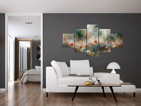 Obraz – Abstrakcja pola z makami (125x70 cm)