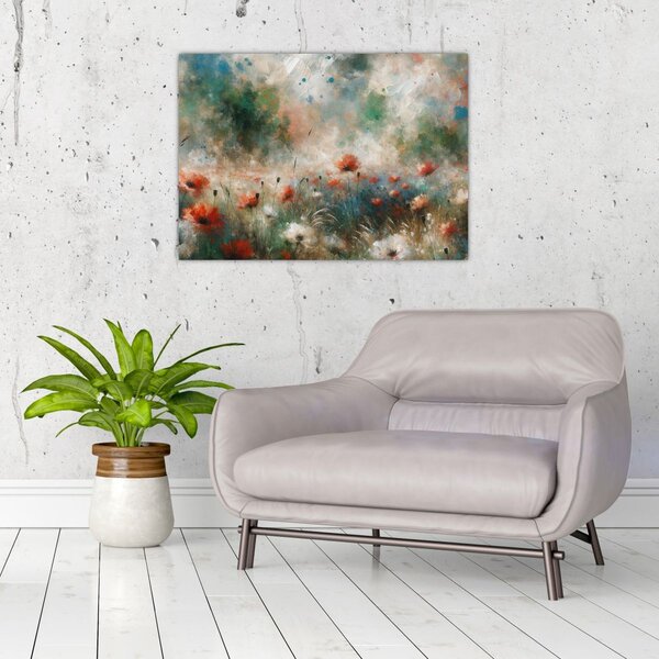 Obraz – Abstrakcja pola z makami (70x50 cm)