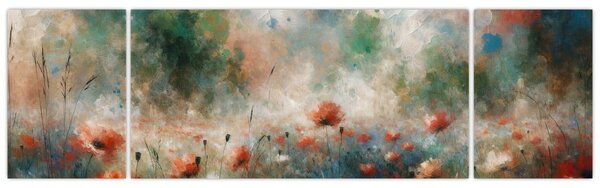 Obraz – Abstrakcja pola z makami (170x50 cm)