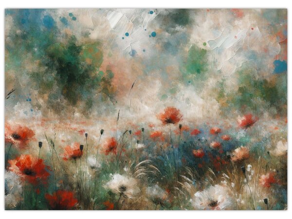 Obraz – Abstrakcja pola z makami (70x50 cm)