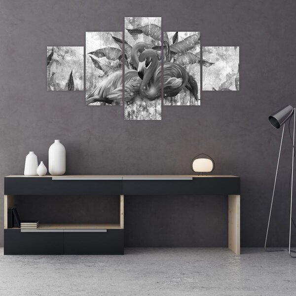 Obraz - Graffiti z flamingami (125x70 cm)