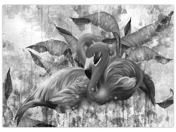 Obraz - Graffiti z flamingami (70x50 cm)