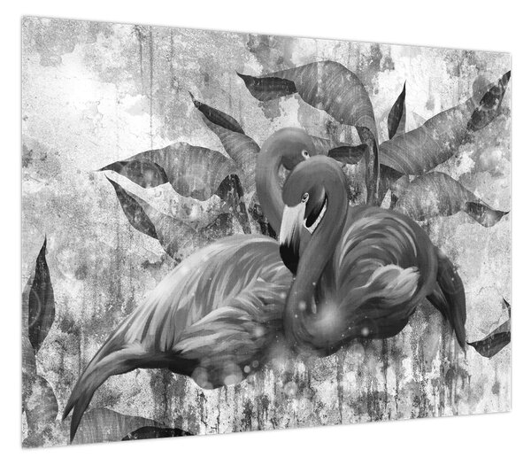 Obraz - Graffiti z flamingami (70x50 cm)