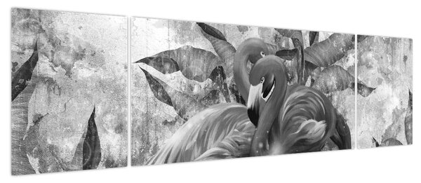 Obraz - Graffiti z flamingami (170x50 cm)