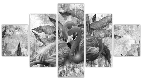 Obraz - Graffiti z flamingami (125x70 cm)