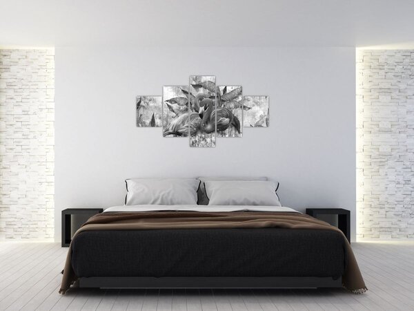 Obraz - Graffiti z flamingami (125x70 cm)