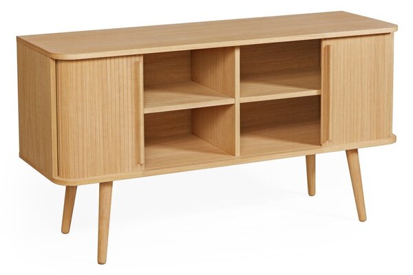 Niska komoda w dekorze dębu z drzwiami przesuwnymi 138x75 cm Rove – Woodman