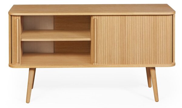 Niska komoda w dekorze dębu z drzwiami przesuwnymi 138x75 cm Rove – Woodman