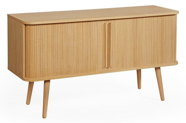 Niska komoda w dekorze dębu z drzwiami przesuwnymi 138x75 cm Rove – Woodman